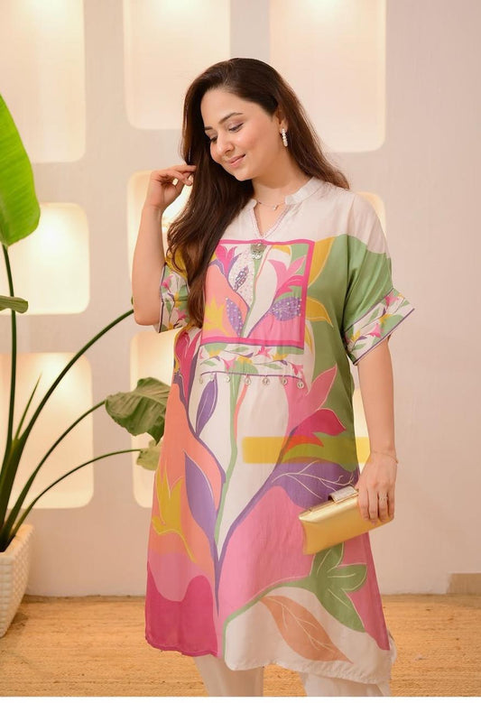 Premium Muslin Designer Co-Ord Set with Hand Khatli Work – Stylish & Comfortable