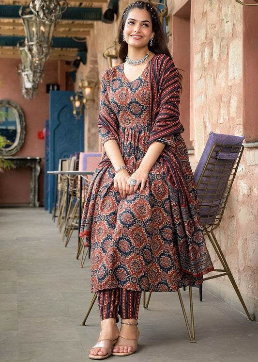 Fully Stiched Rayon Printed Kurti Pant Dupatta