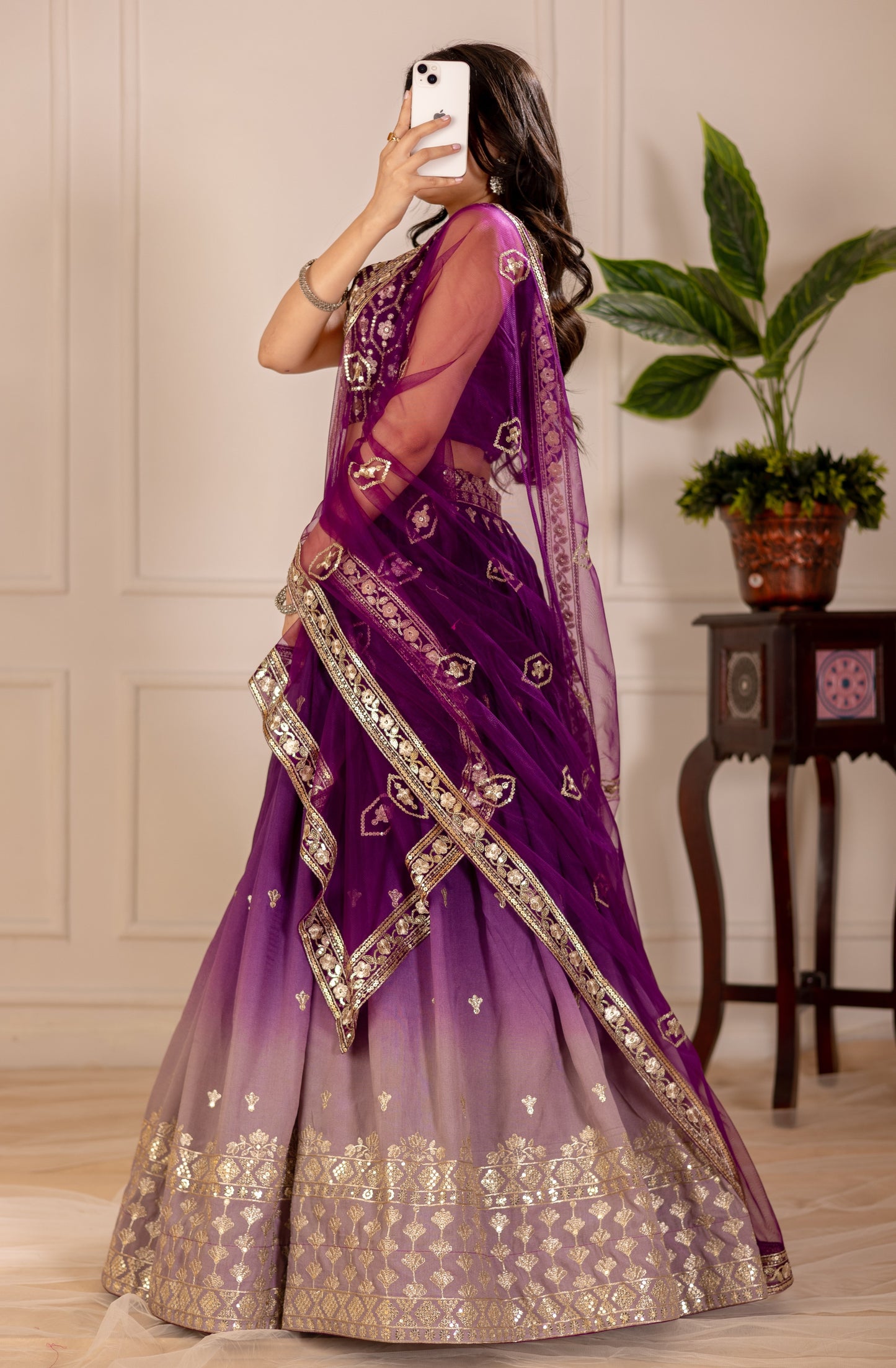 Women’s Heavy Embroidered Simmer Silk Lehenga Choli with Net Dupatta