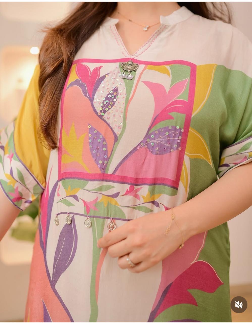 Premium Muslin Designer Co-Ord Set with Hand Khatli Work – Stylish & Comfortable